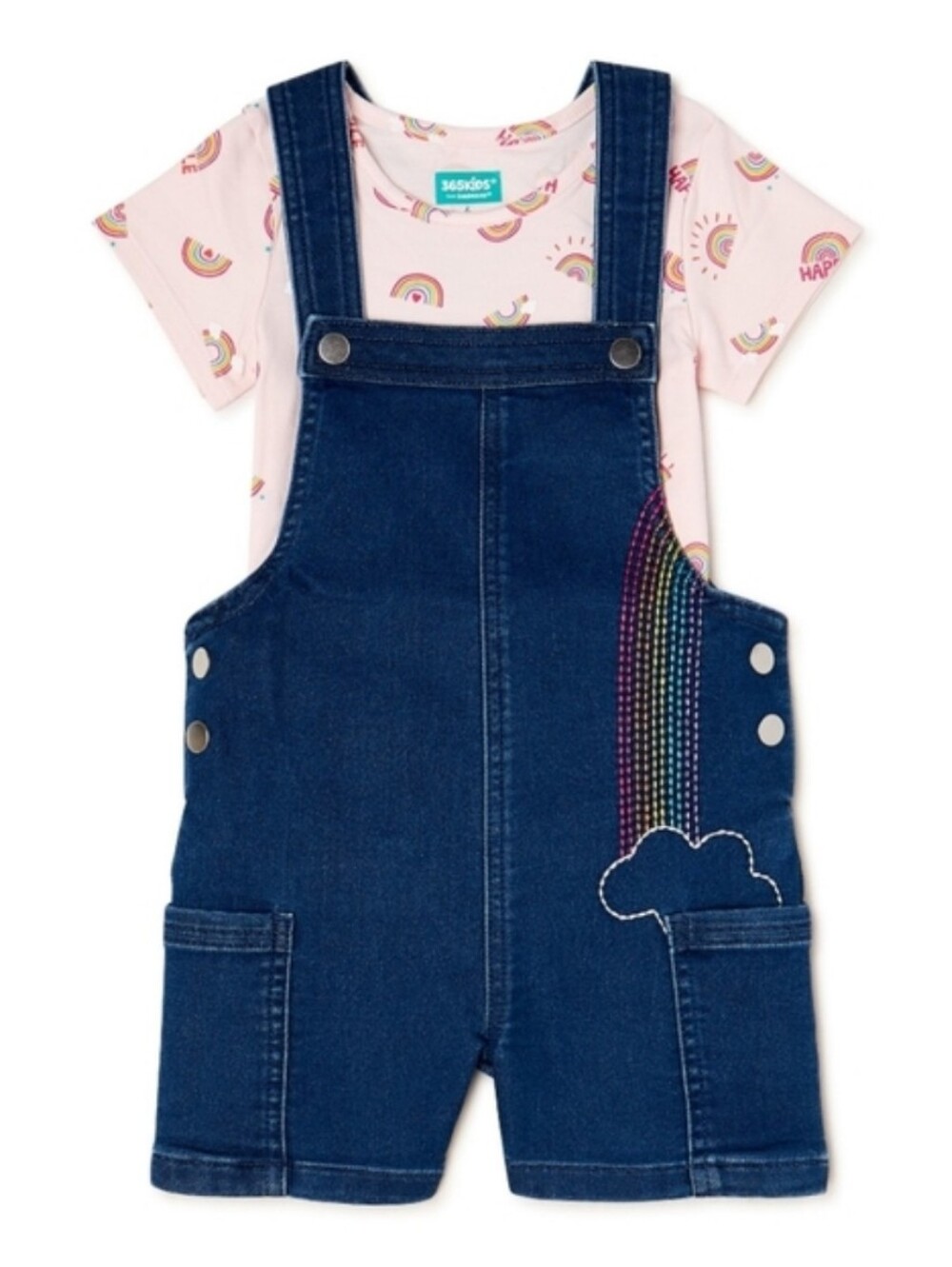 Girl's Outfit Rainbow Overall Shorts Size 8 Shorts With Rainbow